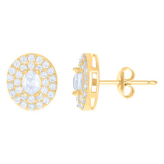 10kt Yellow Gold Womens Oval Round Cubic-Zirconia Fashion Stud Earrings