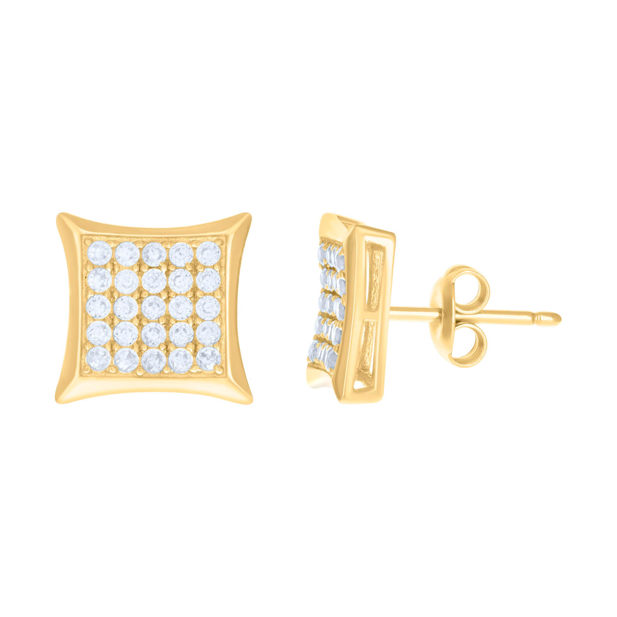 10kt Yellow Gold Womens Cubic-Zirconia Fashion Stud Earrings