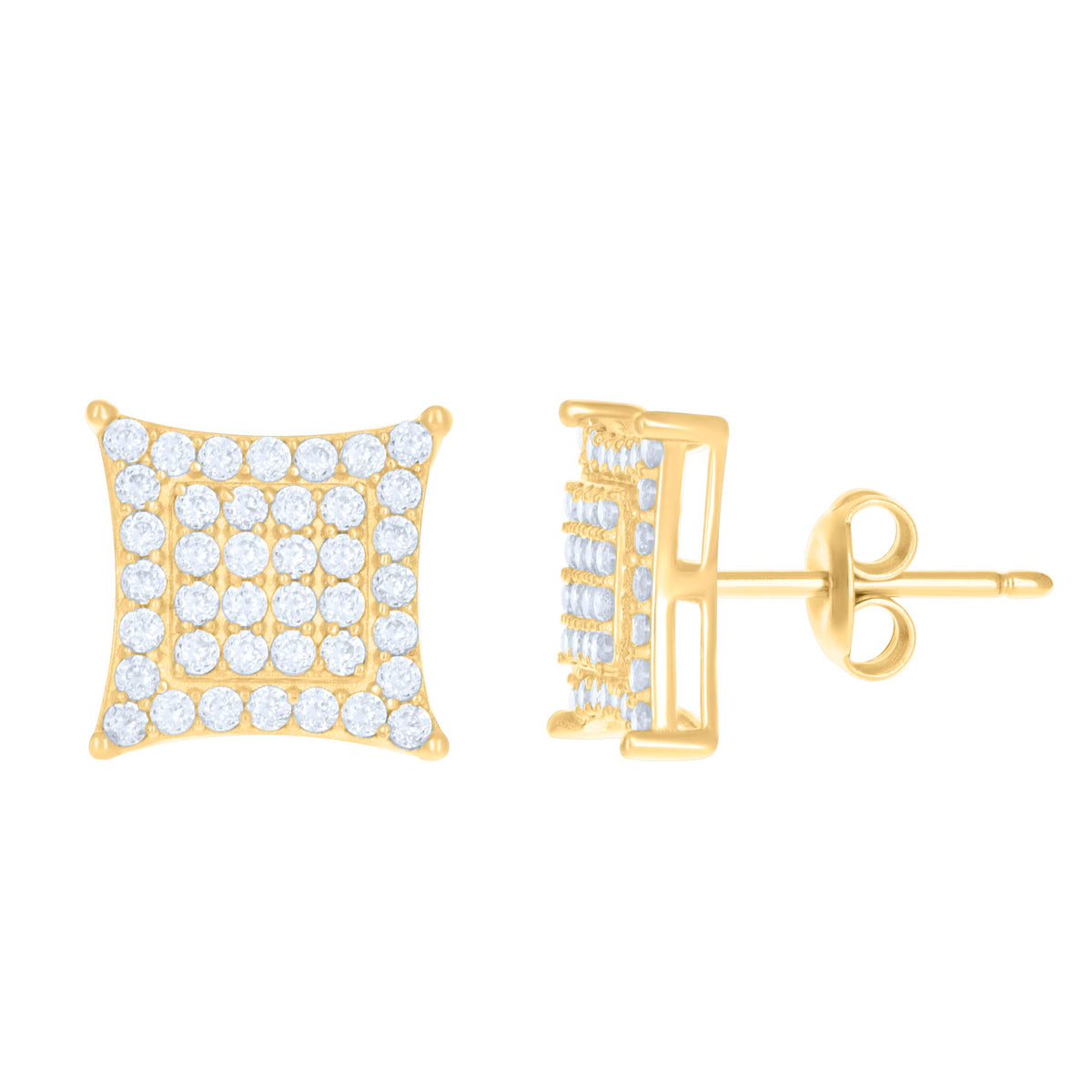 10kt Yellow Gold Womens Cubic-Zirconia Fashion Stud Earrings