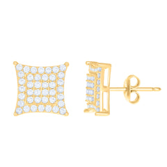 10kt Yellow Gold Womens Cubic-Zirconia Fashion Stud Earrings