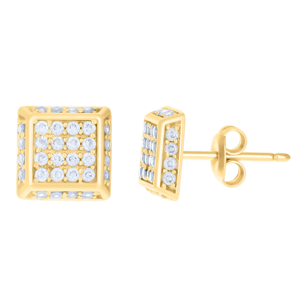 10kt Yellow Gold Womens Cubic-Zirconia Fashion Stud Earrings