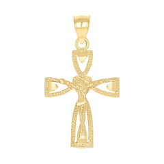 10kt Yellow Gold Womens Mens Unisex Jesus Crucifix Cross Heart Religious Charm Pendant