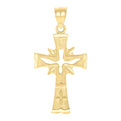 10kt Yellow Gold Unisex Nugget Textured Cross Religious Charm Pendant