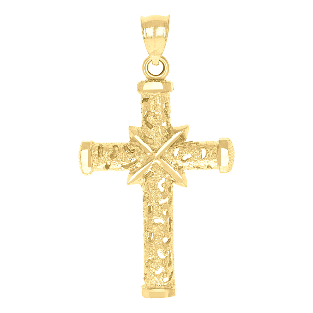 10kt Two-Tone Gold Unisex Diamond-Cut Initial X Charm Pendant