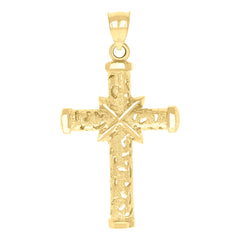 10kt Two-Tone Gold Unisex Diamond-Cut Initial X Charm Pendant