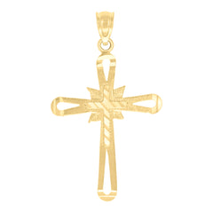 10kt Yellow Gold Mens Women Cross Religious Charm Pendant