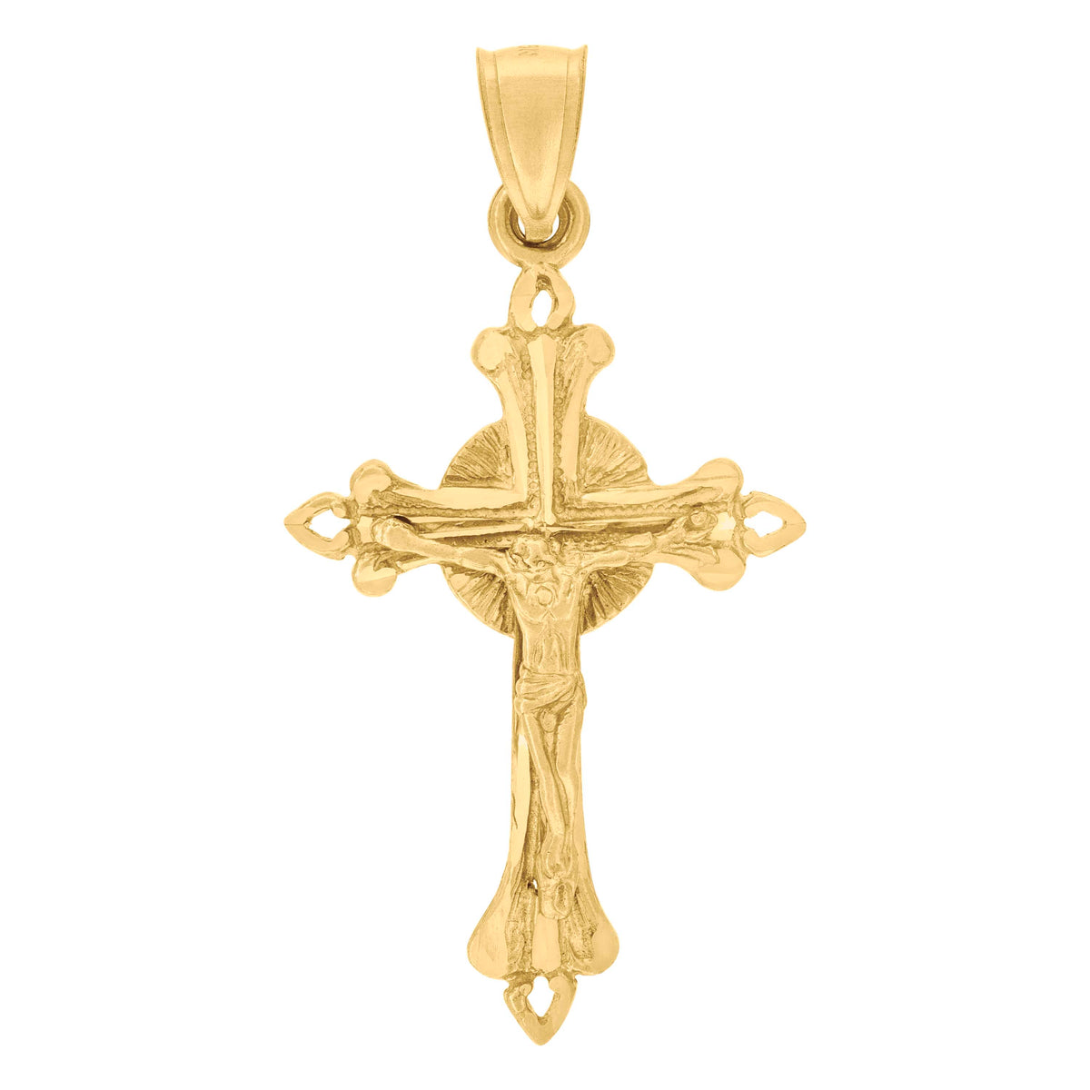 10kt Yellow Gold Womens Mens Unisex Jesus Crucifix Cross Religious Charm Pendant