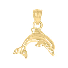 10kt Yellow Gold Unisex Sea Dolphin Animal Charm Pendant