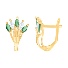10kt Yellow Gold Womens Green White Marquise Cubic-Zirconia Fashion Latch Back Earrings