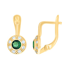 10kt Yellow Gold Womens Green White Cubic-Zirconia Fashion Latch Back Earrings