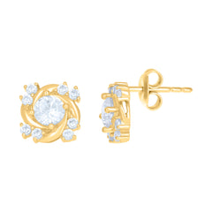 10kt Yellow Gold Womens Cubic-Zirconia Swirl Fashion Stud Earrings