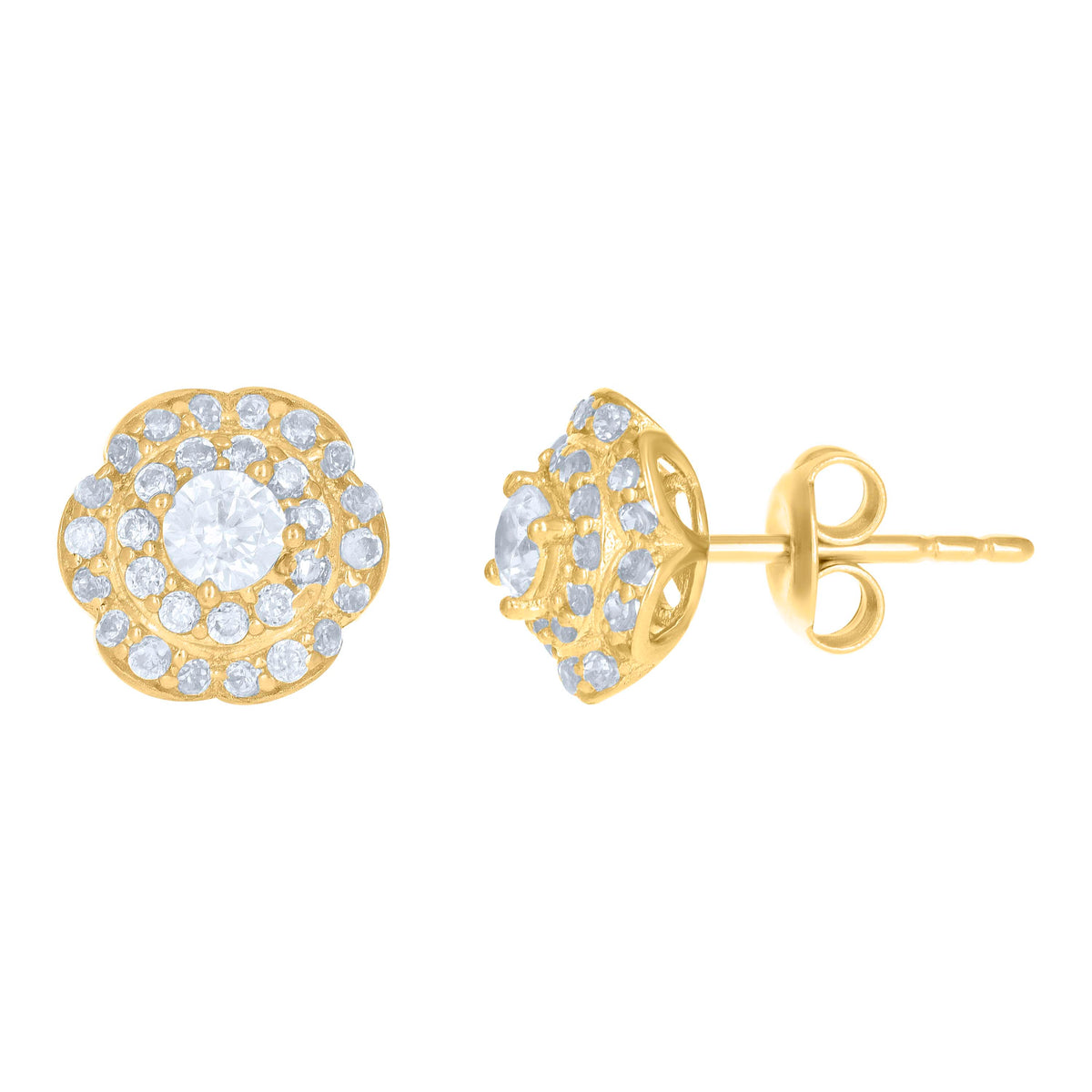 10kt Yellow Gold Womens Cubic-Zirconia Love Heart Charm Pendant