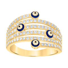 10kt Yellow Gold Womens Cubic-Zirconia Evil Eye Good Luck Ring