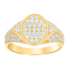 10kt Yellow Gold Mens Cubic-Zirconia Oval Head Fashion Ring