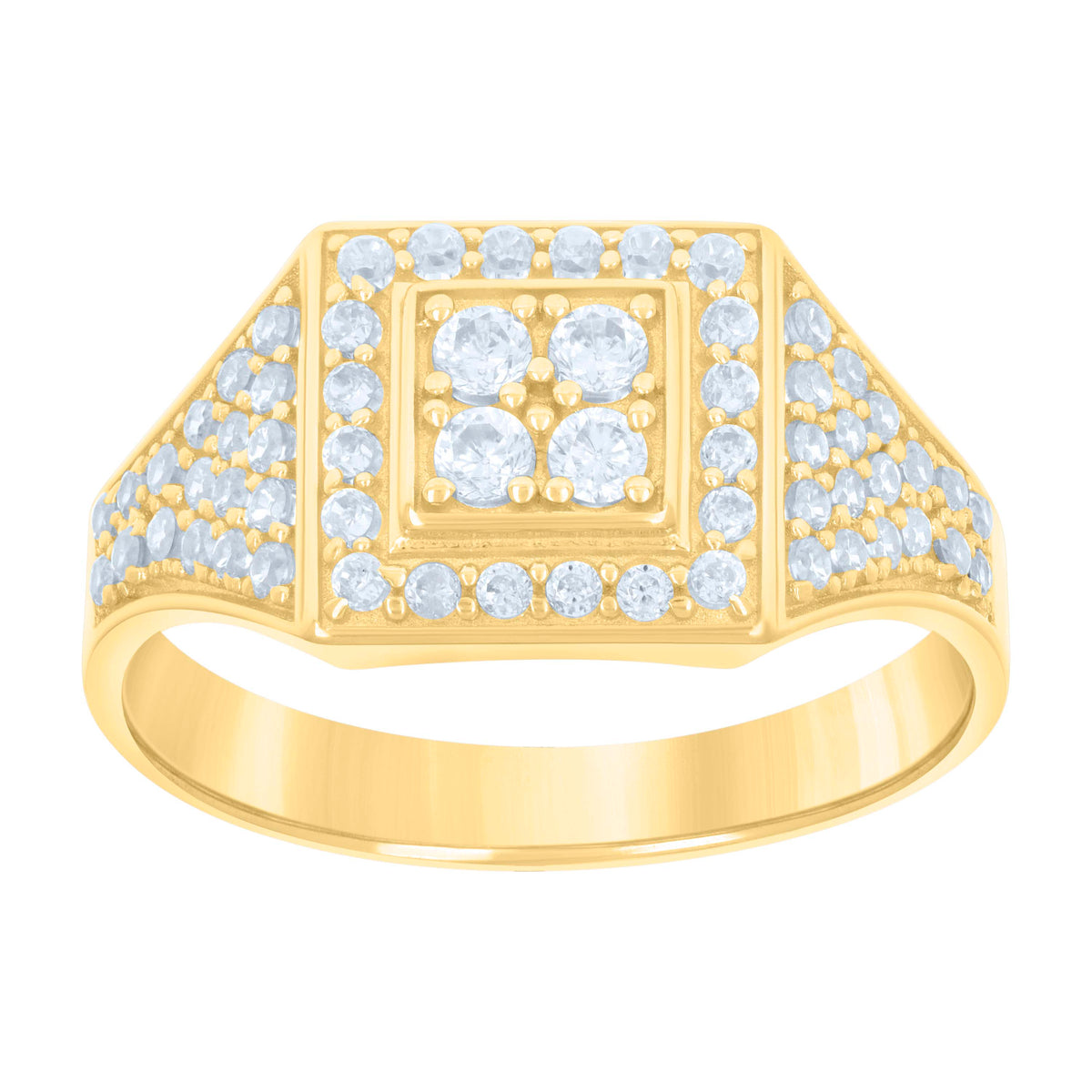 10kt Yellow Gold Mens Cubic-Zirconia Square Head Fashion Ring