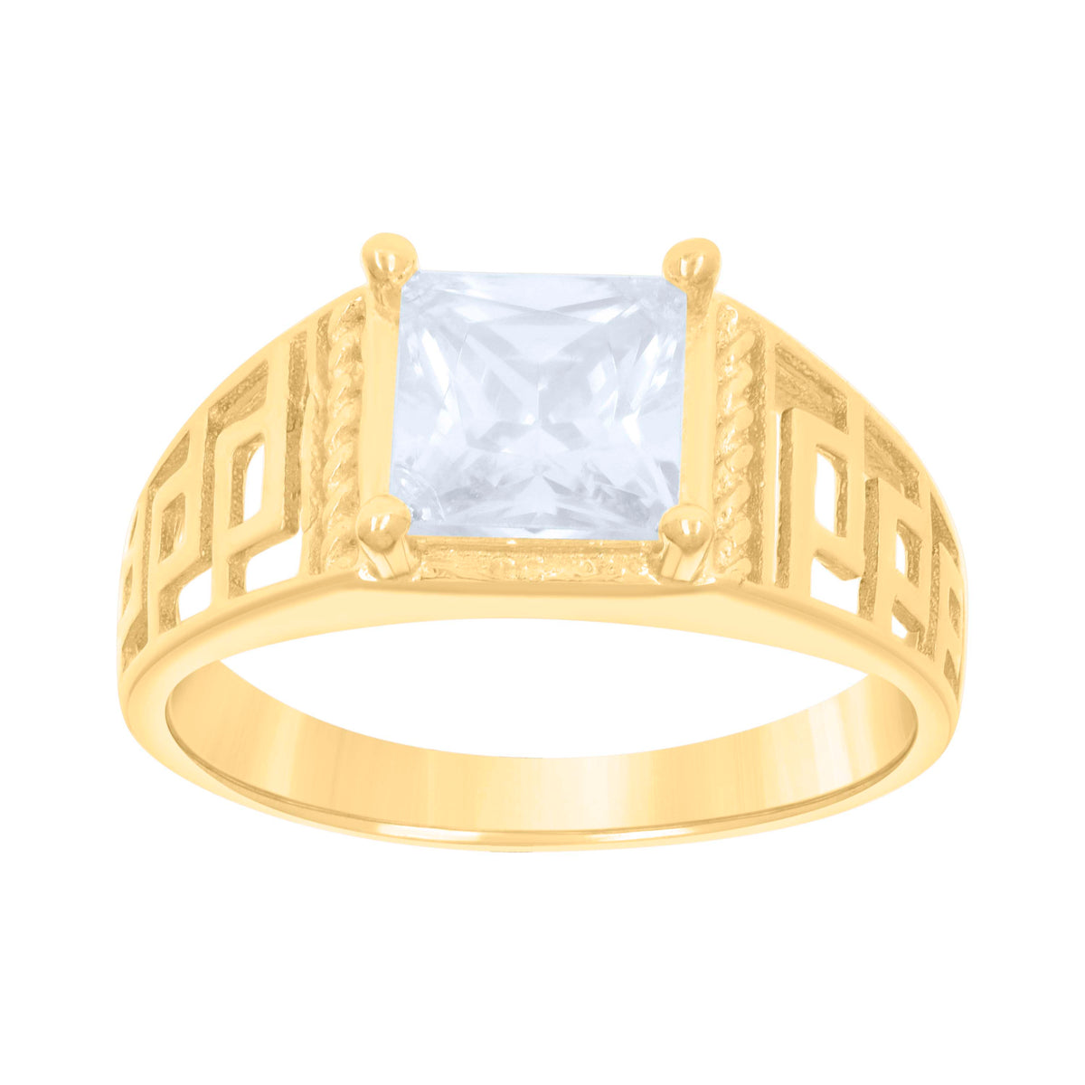 10kt Yellow Gold Baby Princess Cut Cubic-Zirconia Square Fashion Ring