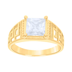 10kt Yellow Gold Baby Princess Cut Cubic-Zirconia Square Fashion Ring
