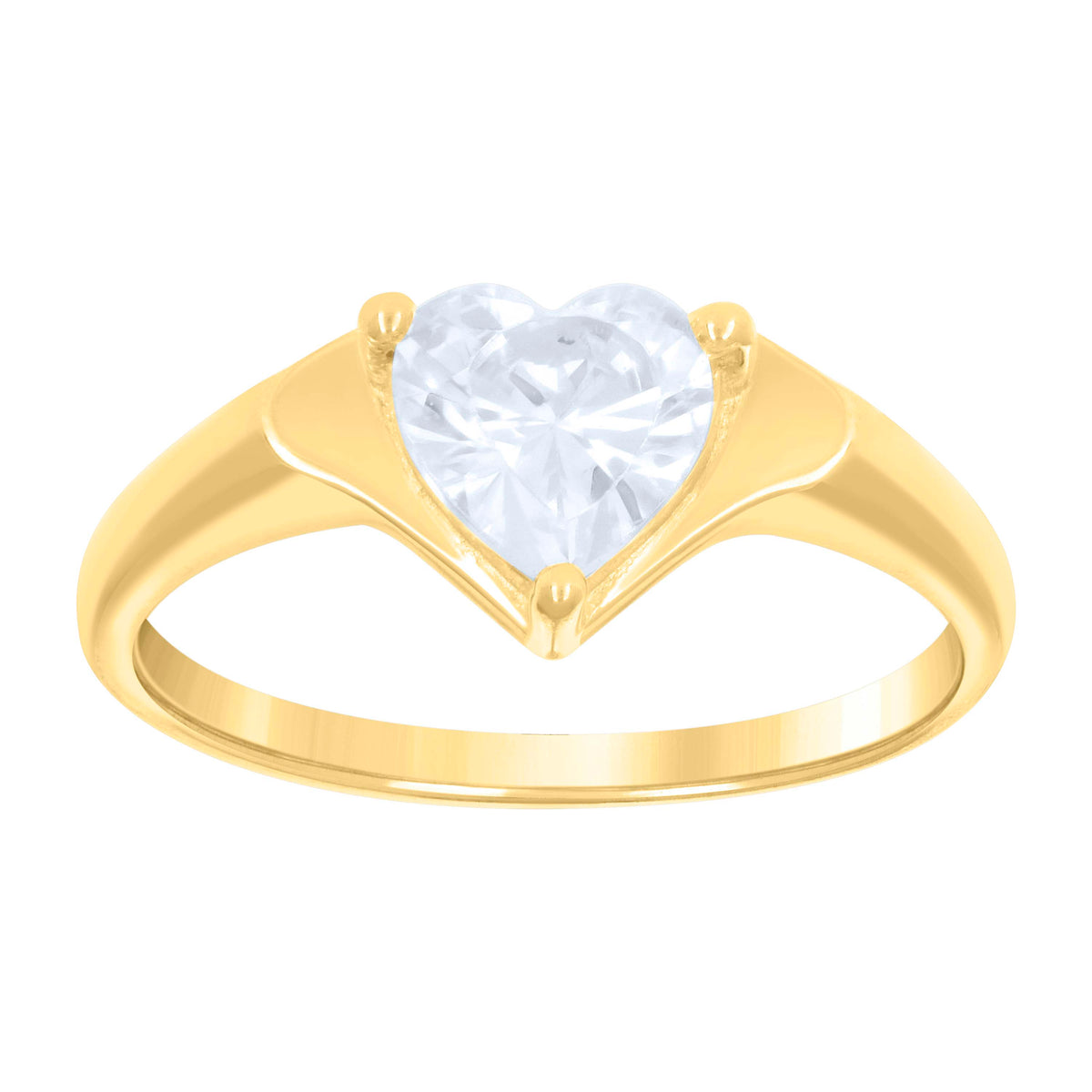 10kt Yellow Gold Baby Heart Cubic-Zirconia Engagement Ring