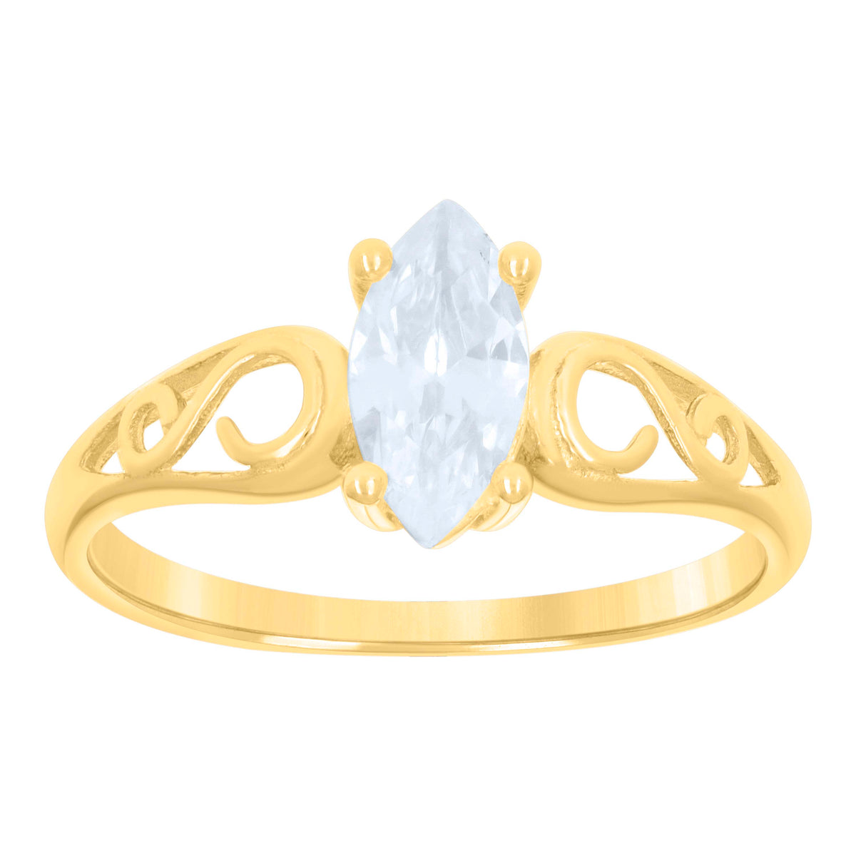 10kt Yellow Gold Baby Marquise Cubic-Zirconia Engagement Ring