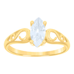 10kt Yellow Gold Baby Marquise Cubic-Zirconia Engagement Ring