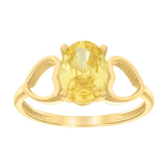10kt Yellow Gold Baby Yellow Oval Cubic-Zirconia Heart Ring