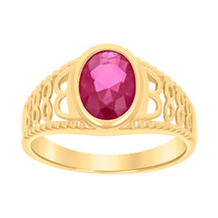 10kt Yellow Gold Baby Red Oval Cubic-Zirconia Fashion Ring