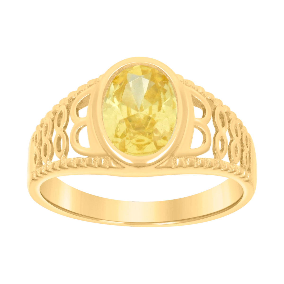 10kt Yellow Gold Baby Yellow Oval Cubic-Zirconia Fashion Ring