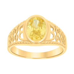 10kt Yellow Gold Baby Yellow Oval Cubic-Zirconia Fashion Ring
