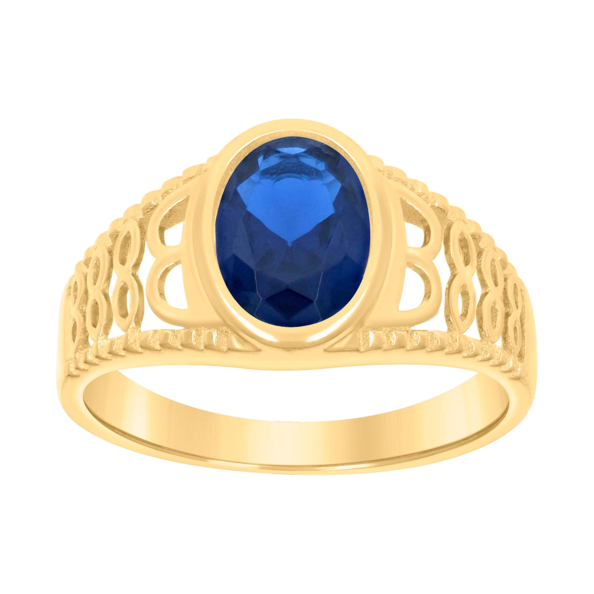 10kt Yellow Gold Baby Blue Oval Cubic-Zirconia Fashion Ring