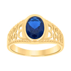 10kt Yellow Gold Baby Blue Oval Cubic-Zirconia Fashion Ring