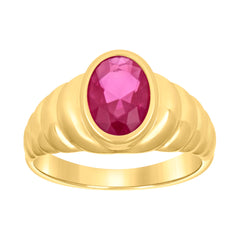10kt Yellow Gold Baby Red Oval Cubic-Zirconia Oval Head Fashion Ring