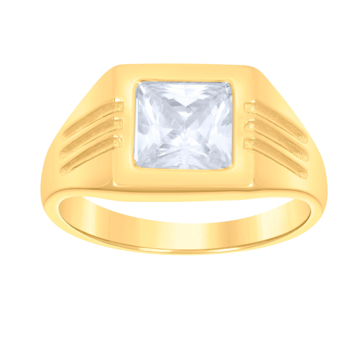 10kt Yellow Gold Womens Princess Cut Cubic-Zirconia Square Head Fashion Ring