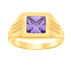 10kt Yellow Gold Womens Purple Princess Cut Cubic-Zirconia Square Head Fashion Ring