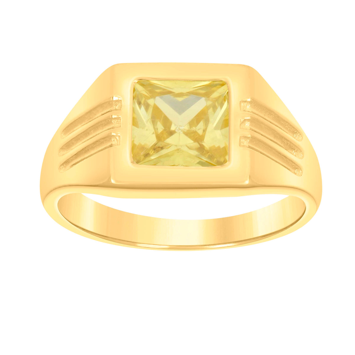 10kt Yellow Gold Womens Yellow Princess Cut Cubic-Zirconia Square Head Fashion Ring