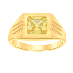 10kt Yellow Gold Womens Yellow Princess Cut Cubic-Zirconia Square Head Fashion Ring