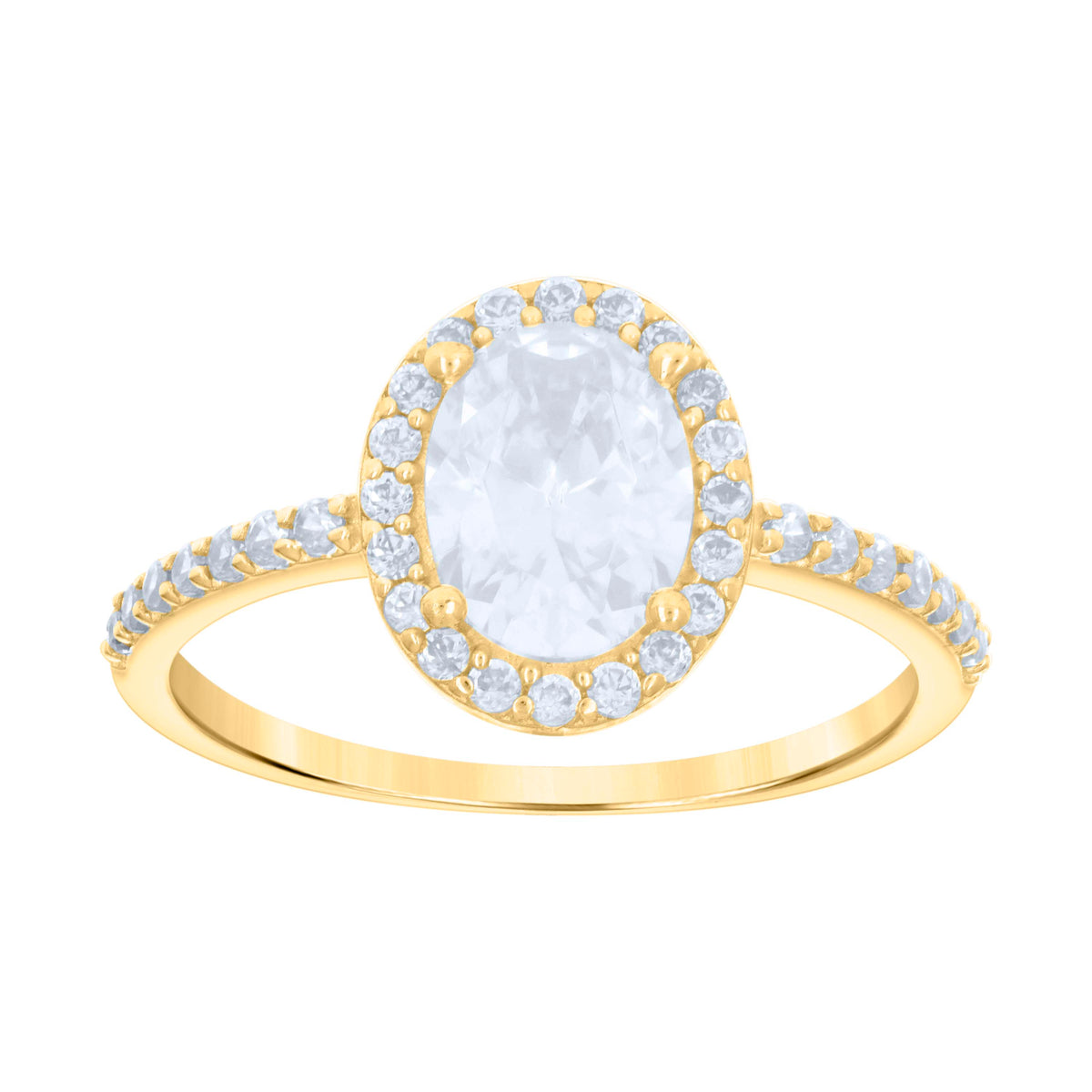 10kt Yellow Gold Womens Oval Round Cubic-Zirconia Engagement Ring