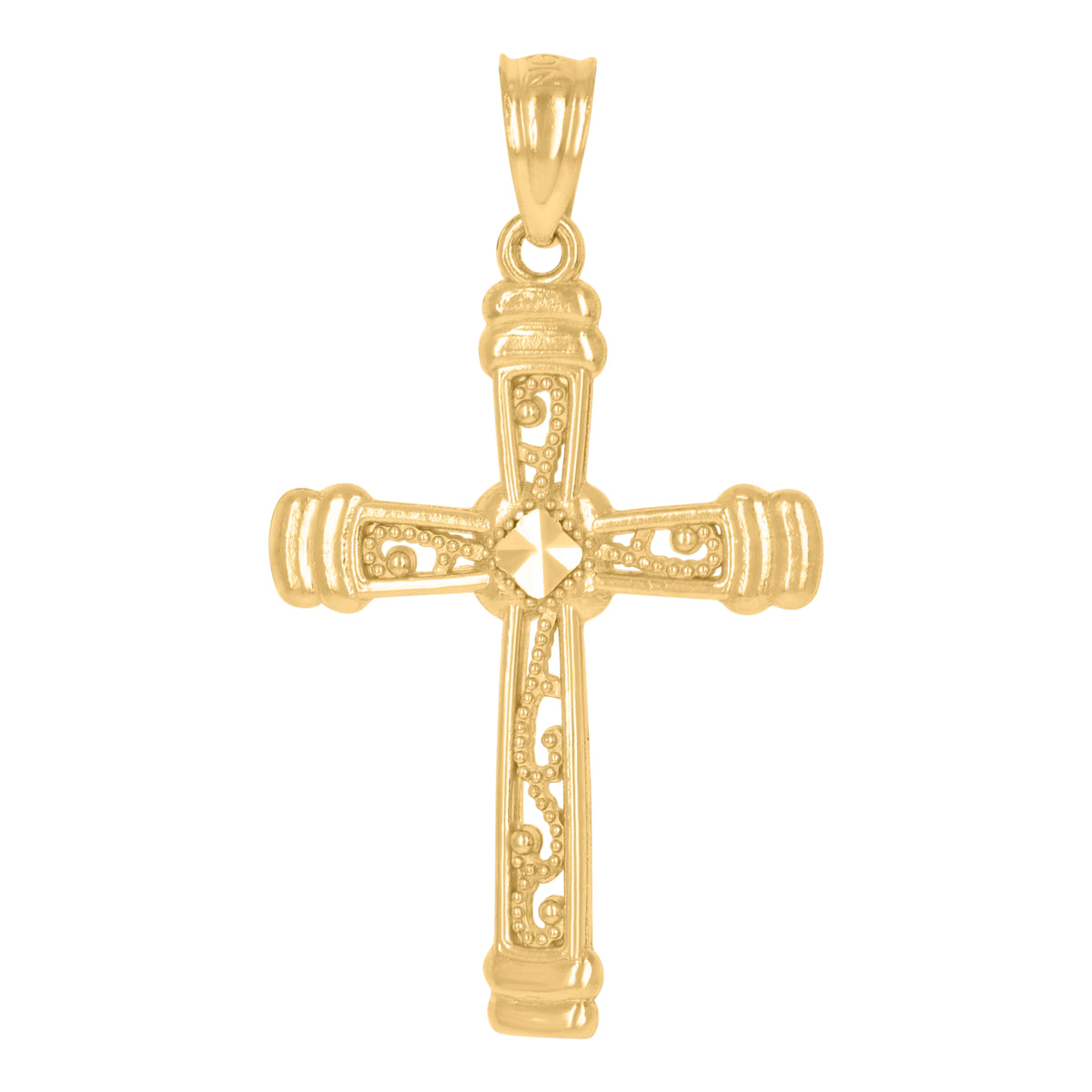 10kt Two-Tone Gold Unisex Diamond-Cut Initial R Charm Pendant