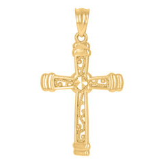 10kt Two-Tone Gold Unisex Diamond-Cut Initial R Charm Pendant