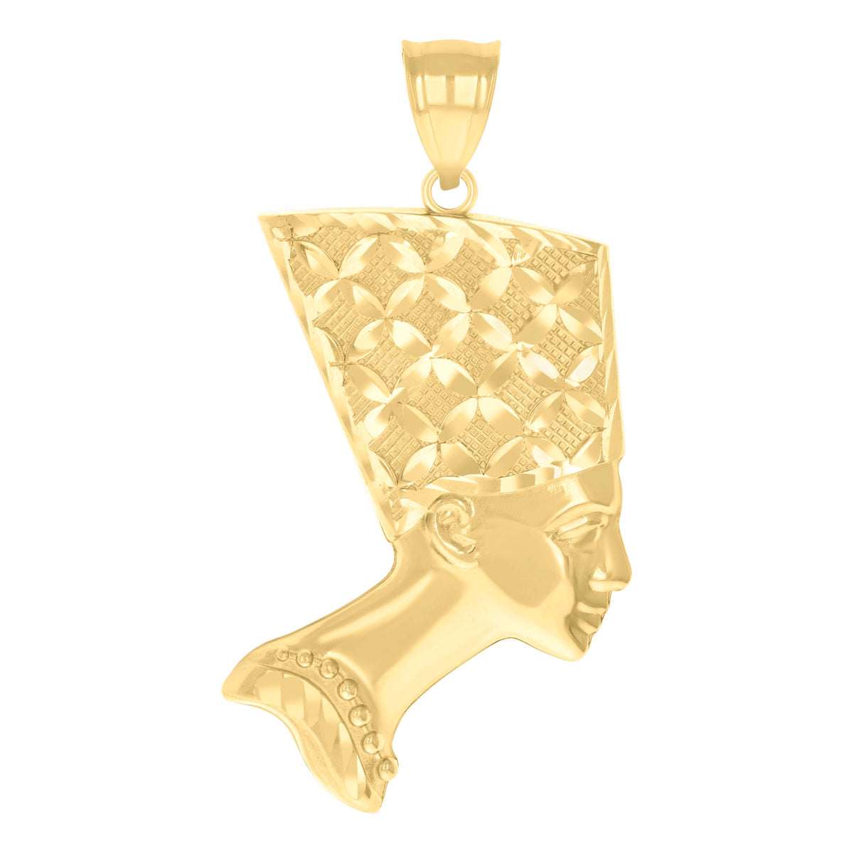 14Kt Yellow Gold Unisex Nefertiti Egyptian Charm Pendant
