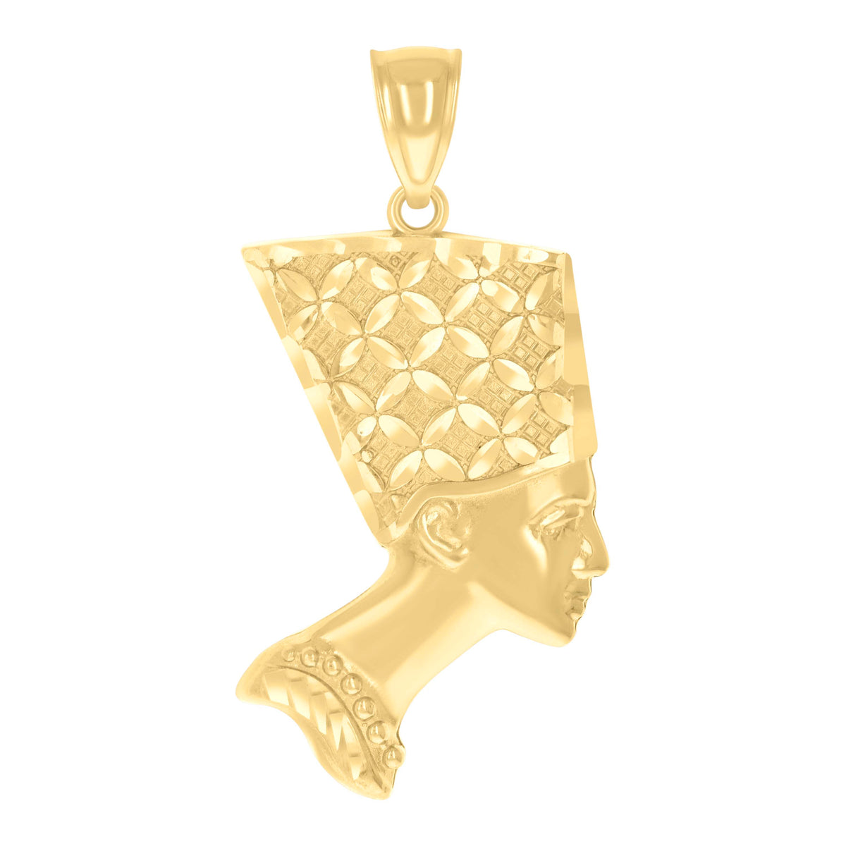 14Kt Yellow Gold Unisex Nefertiti Egyptian Charm Pendant