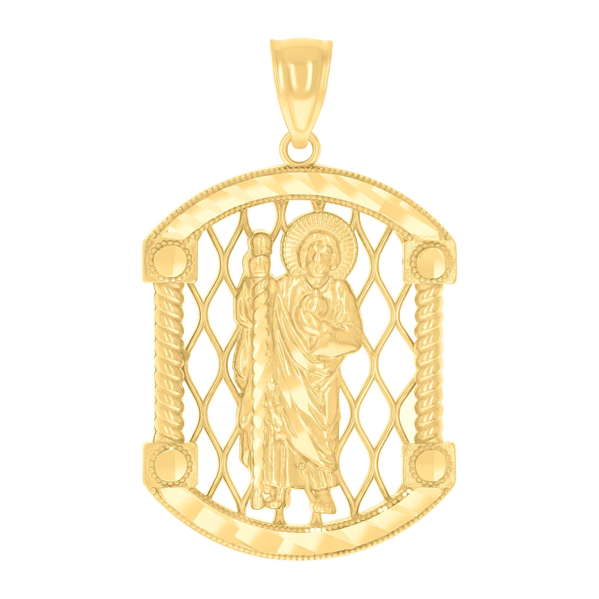 14Kt Yellow Gold Mens St. Jude Religious Charm Pendant