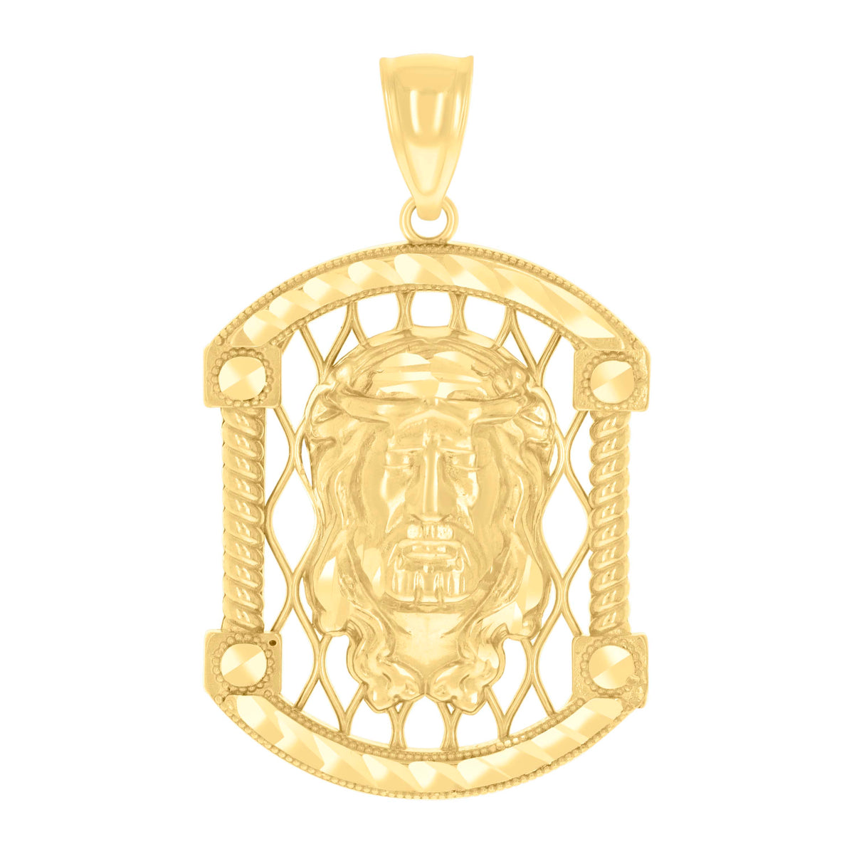 14Kt Yellow Gold Mens Jesus Religious Charm Pendant