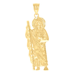 14Kt Yellow Gold Mens St. Jude Saints Religious Charm Pendant