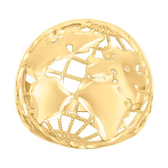 14Kt Yellow Gold Mens World Map Globe Ring