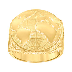 10kt Yellow Gold Mens World Map Globe Maps Ring