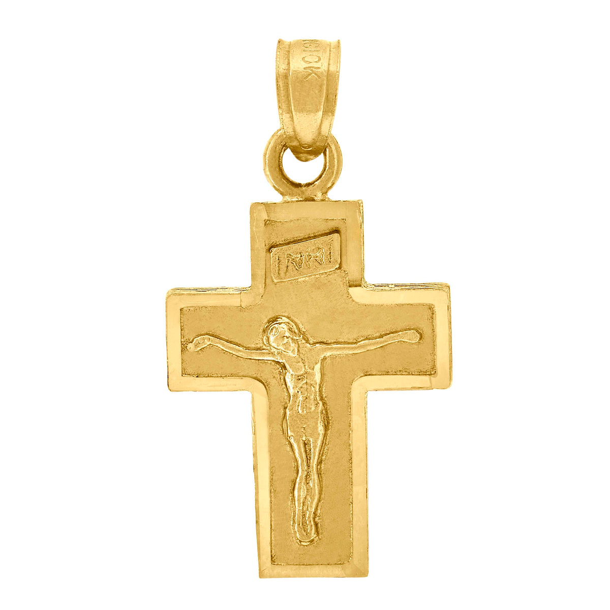 10kt Yellow Gold Womens Mens Jesus Crucifix Cross Religious Charm Pendant