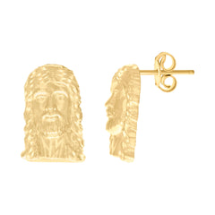 10kt Yellow Gold Womens Jesus Religious Stud Earrings