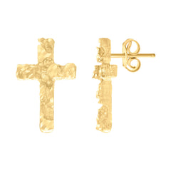 10kt Yellow Gold Womens Cross Religious Stud Earrings