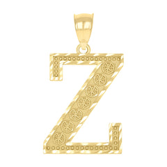 10kt Yellow Gold Unisex Initial Alphabet Z Charm Pendant
