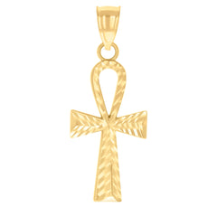 10kt Yellow Gold Womens Ankh Cross Religious Charm Pendant